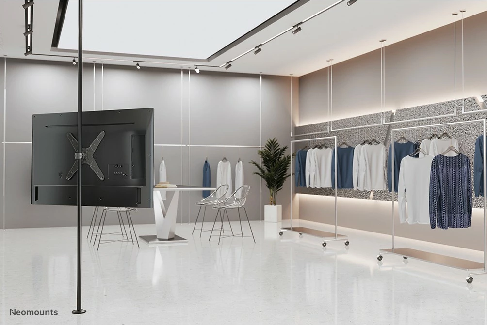 Stenski nosilec za TV Neomounts FL40-430BL14, montaža na drog, 32–55 palcev, jeklo, črn