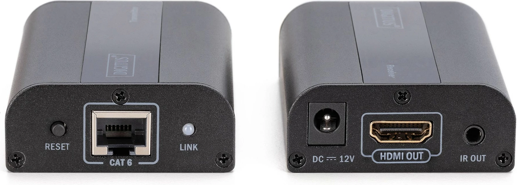 4K HDMI podaljševalnik s sprejemnikom Digitus, 70 m, Cat6/Cat7, črn