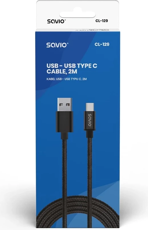 USB kabel Savio CL-129, 2 m, črn