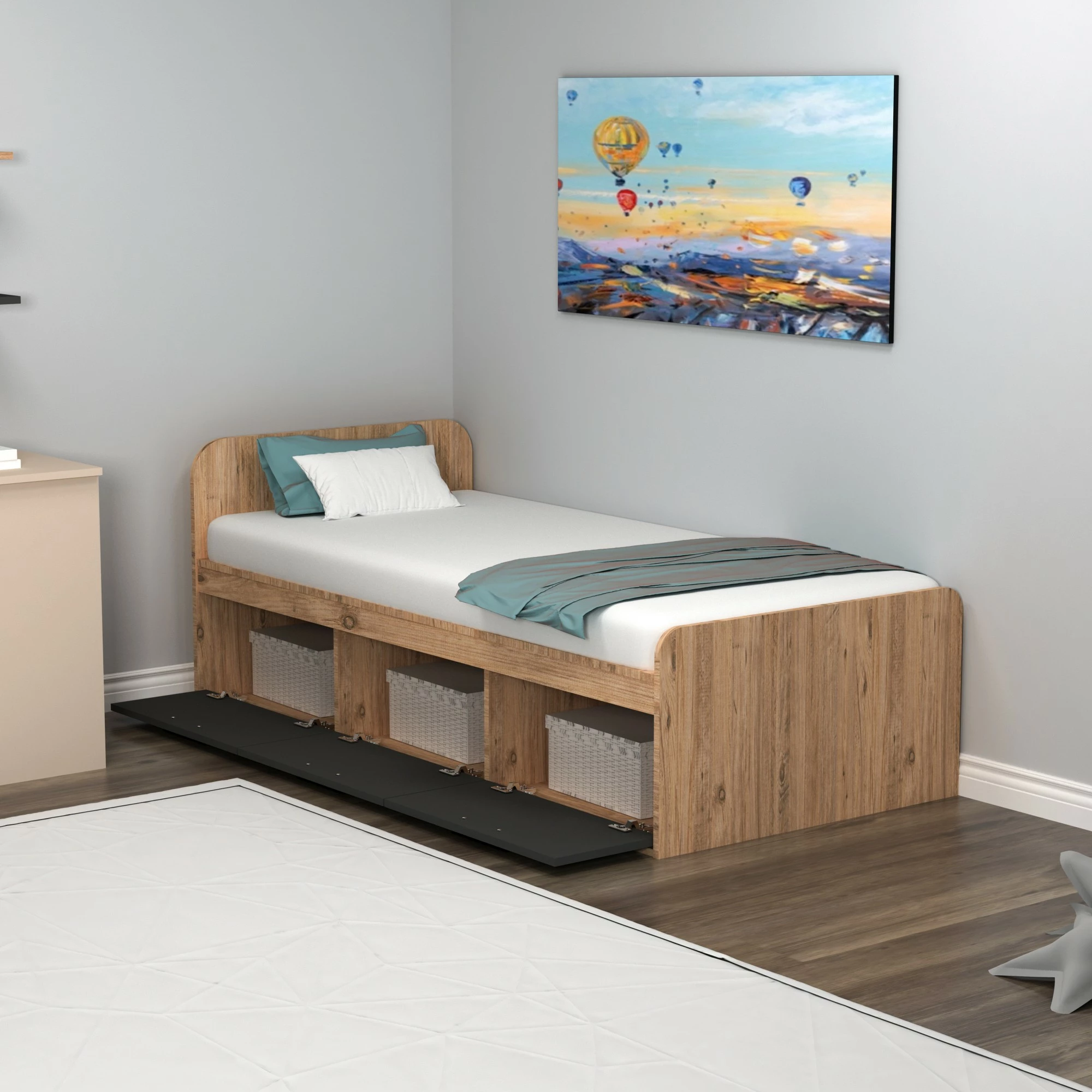 Enojna postelja Akser Hanah Home, barva Atlantic Pine in antracit