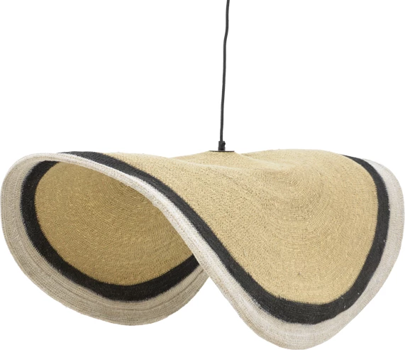 Stropna svetilka Hatchie, naravno-črna-bela, morska trava-železo, D70x123cm