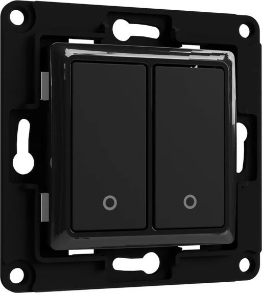 Stenski stikalo za 2 tipki, združljivo s Shelly 2.5, Shelly 1L, Shelly Dimmer 2, Shelly Plus, 80 × 80 mm, črno