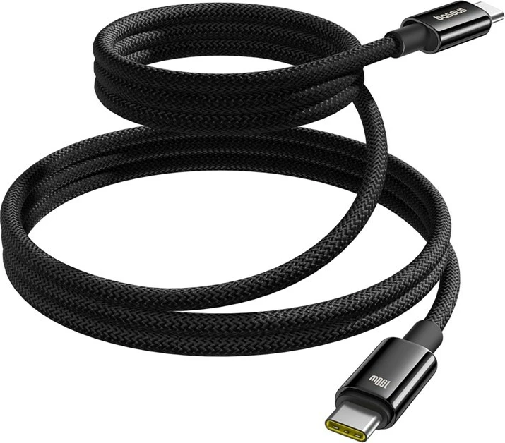 Magnetni USB-C na USB-C kabel Baseus Tungsten, 1 m, 100 W, črn