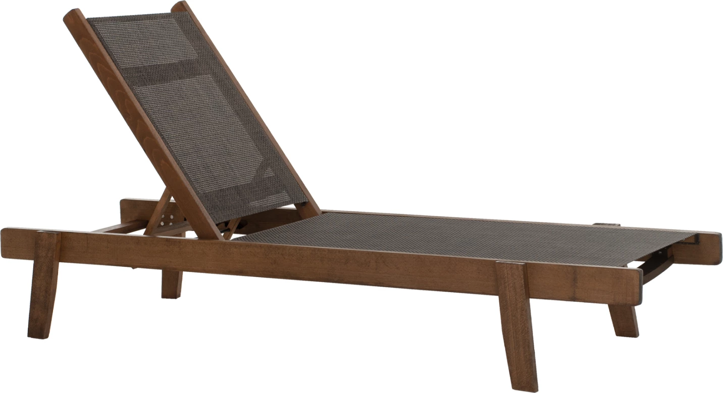 Profesionalni ležalnik iz bukovega lesa v barvi oreha in rjavi tekstileni 200x61-66x31-91Hcm.FH10356.04