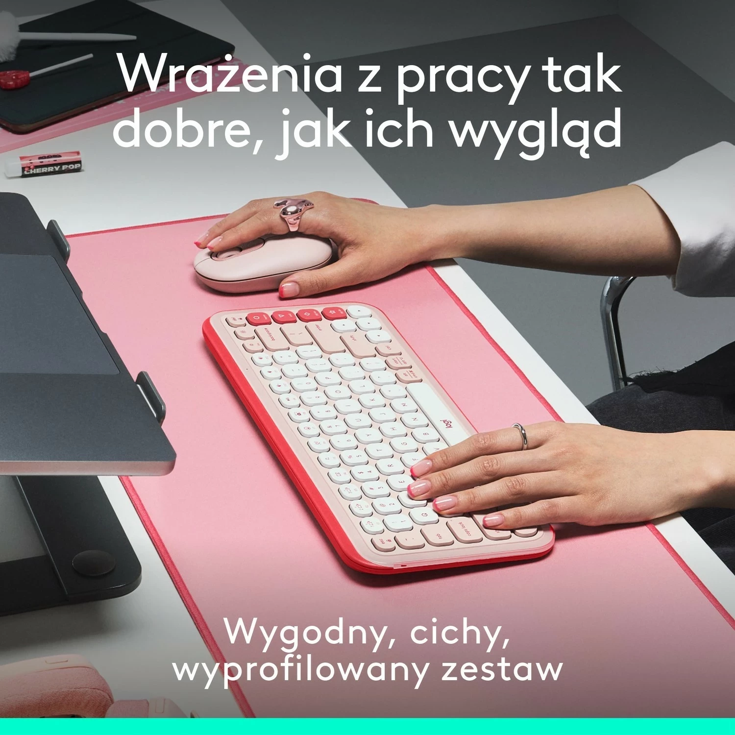 Brezžična tipkovnica in miška POP ICON Logitech, rožnata