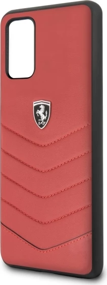 Zaščitna prevleka iz pravega usnja Ferrari Heritage FEHQUHCS67RE za Samsung Galaxy S20+, rdeča