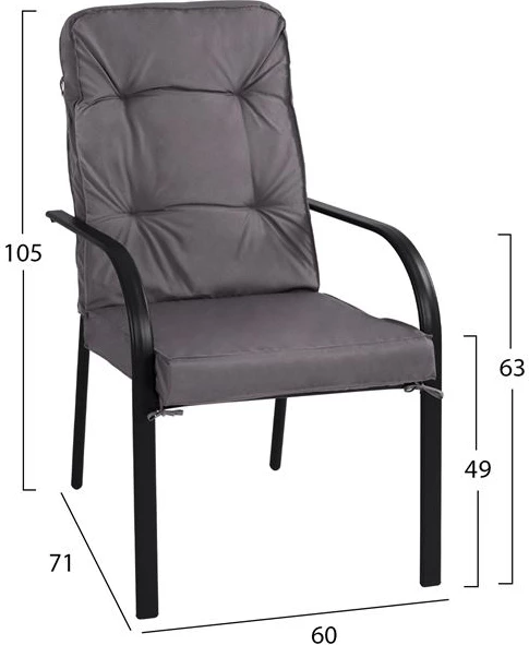 Set jedilne mize 5 kosov FH10562.01 s kovinsko mizo 150x90x72cm v sivi barvi