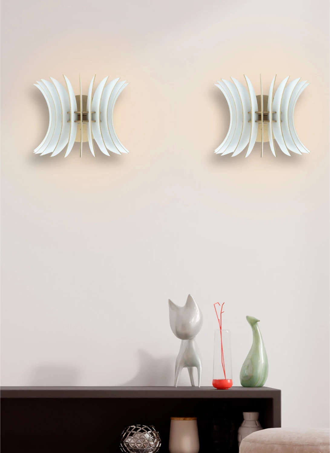 Komplet stenskih svetilk 2 kos lesene iz MDF bele barve FH7380.01 28x20x20 cm