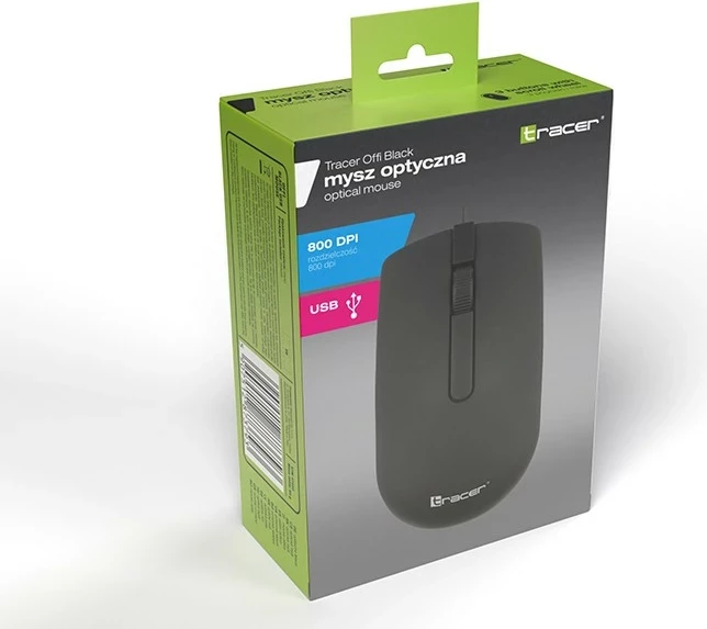 Optični miš Tracer OFFI, USB, 800 DPI, črn
