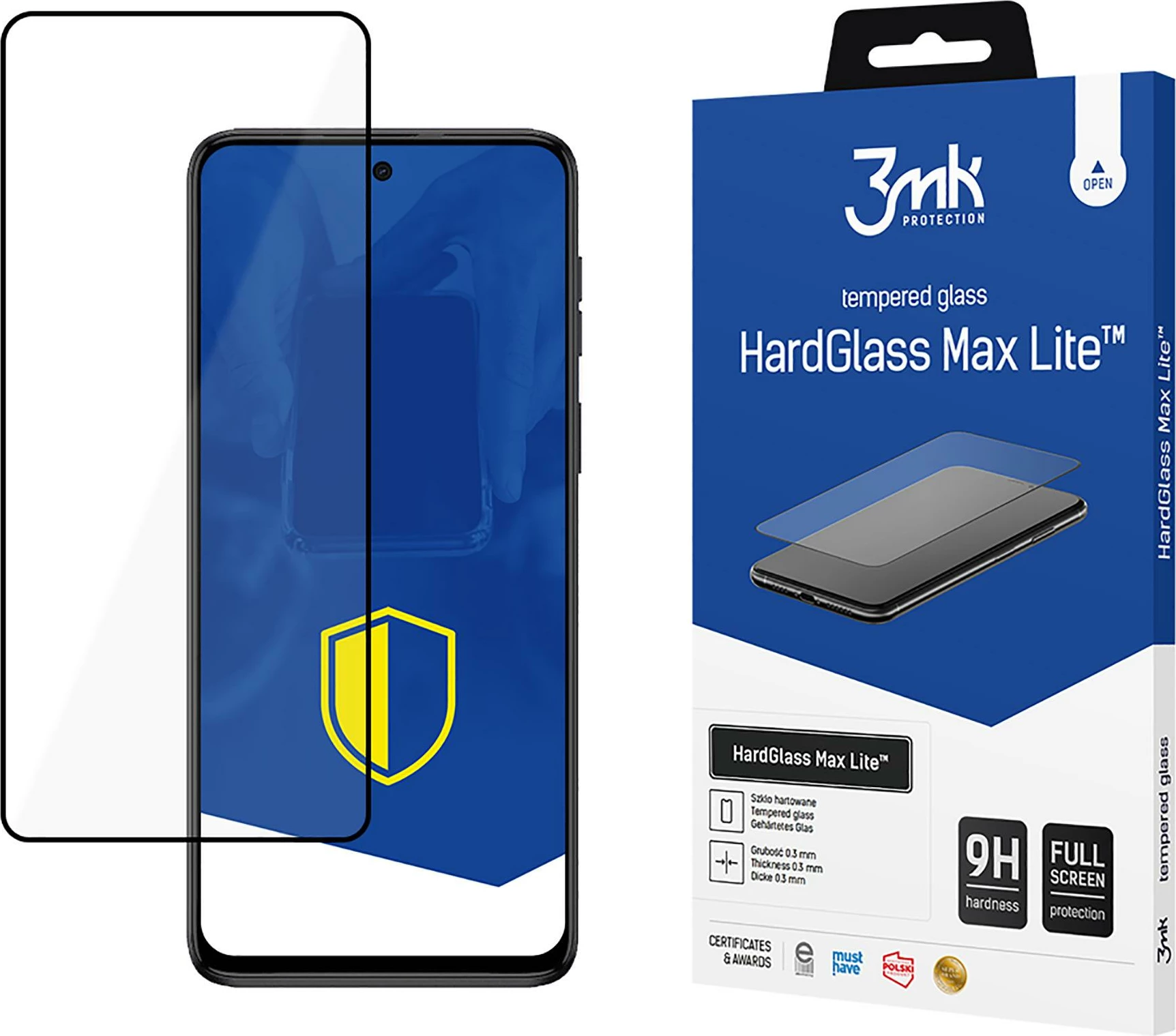 Zaščitno kaljeno steklo 3mk HardGlass Max Lite za Motorola Moto G54 / Power Edition, črn okvir