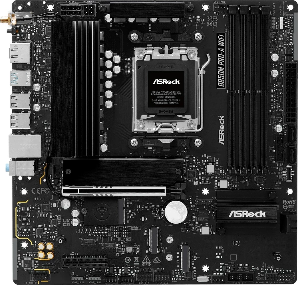Mati mikro ATX plošča Asrock B850M Pro-A WiFi, Sockel AM5, črna