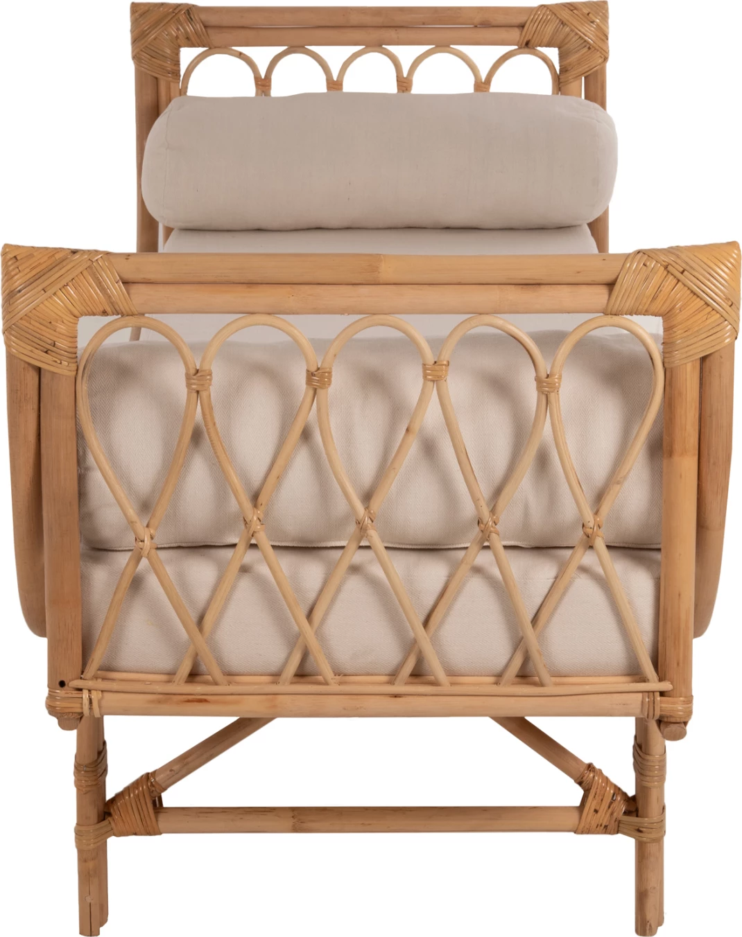 Zunanja lounge sofa Charmella iz naravnega ratana-bež blazine 187x69x76H cm