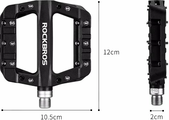 Pedala za kolo Rockbros 2017-12CBK, najlon + jeklo, črna, komplet