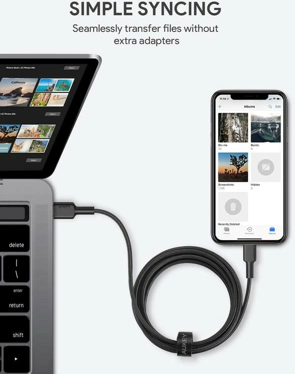 Kabel Lightning na USB Type-C, 2 m, črn, AUKEY CB-CL03