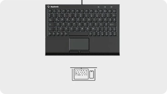 Kompaktna tipkovnica z vgrajenim touchpadom KeySonic KSK-3211ELU, QWERTZ, LED, črna