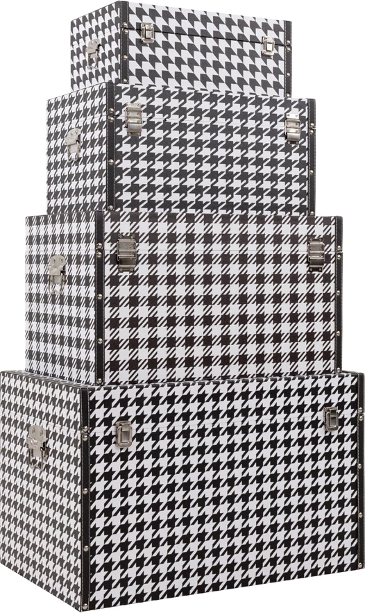 Set štirih škatel za shranjevanje Ferre, črn in bel, 64x40x40