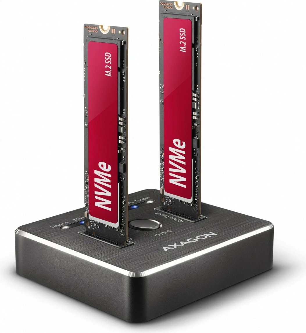 Dokacijska postaja za 2x NVMe M.2 SSD, USB-C 3.2 Gen 2, črna, AXAGON ADSA-M2C