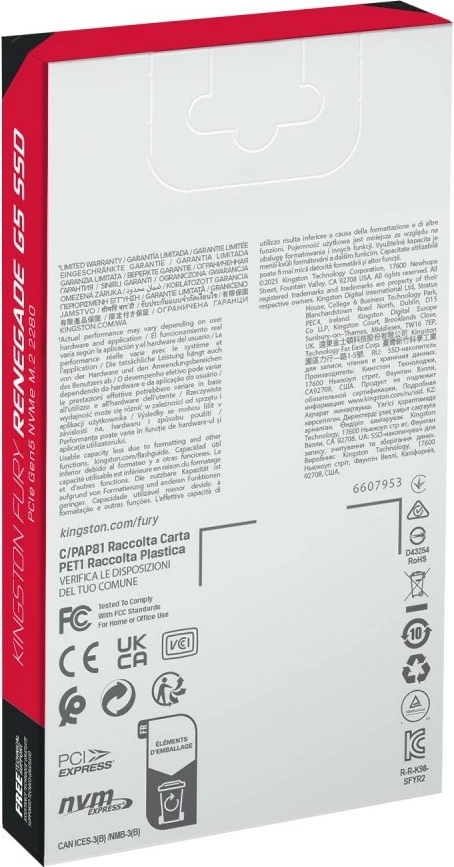Notranji SSD Kingston FURY Renegade G5, 4TB, M.2 2280, PCIe 5.0 NVMe