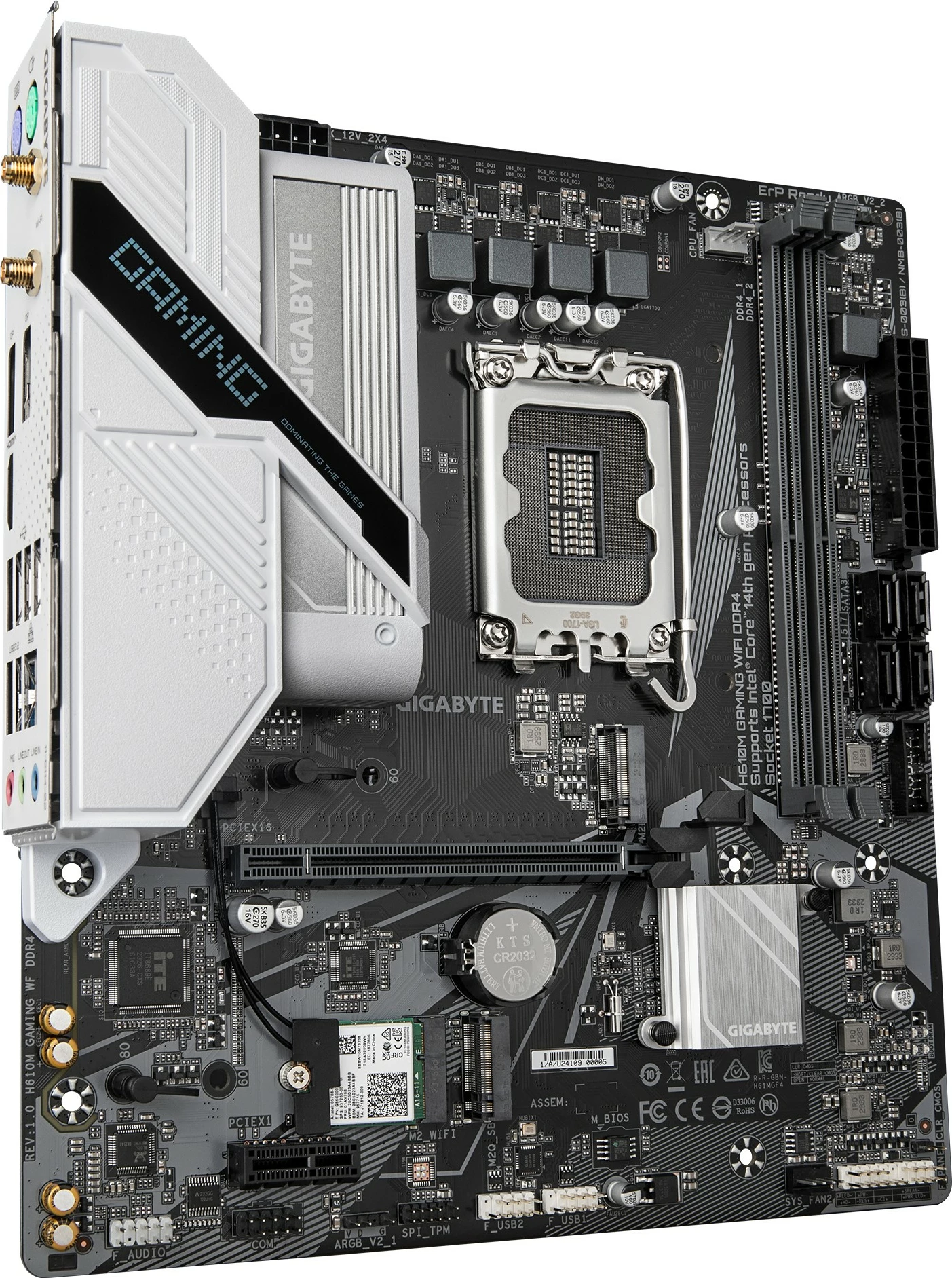 Matična plošča Gigabyte GA-H610M GAMING WF DDR4, Socket 1700, WiFi, DDR4, črno/bela