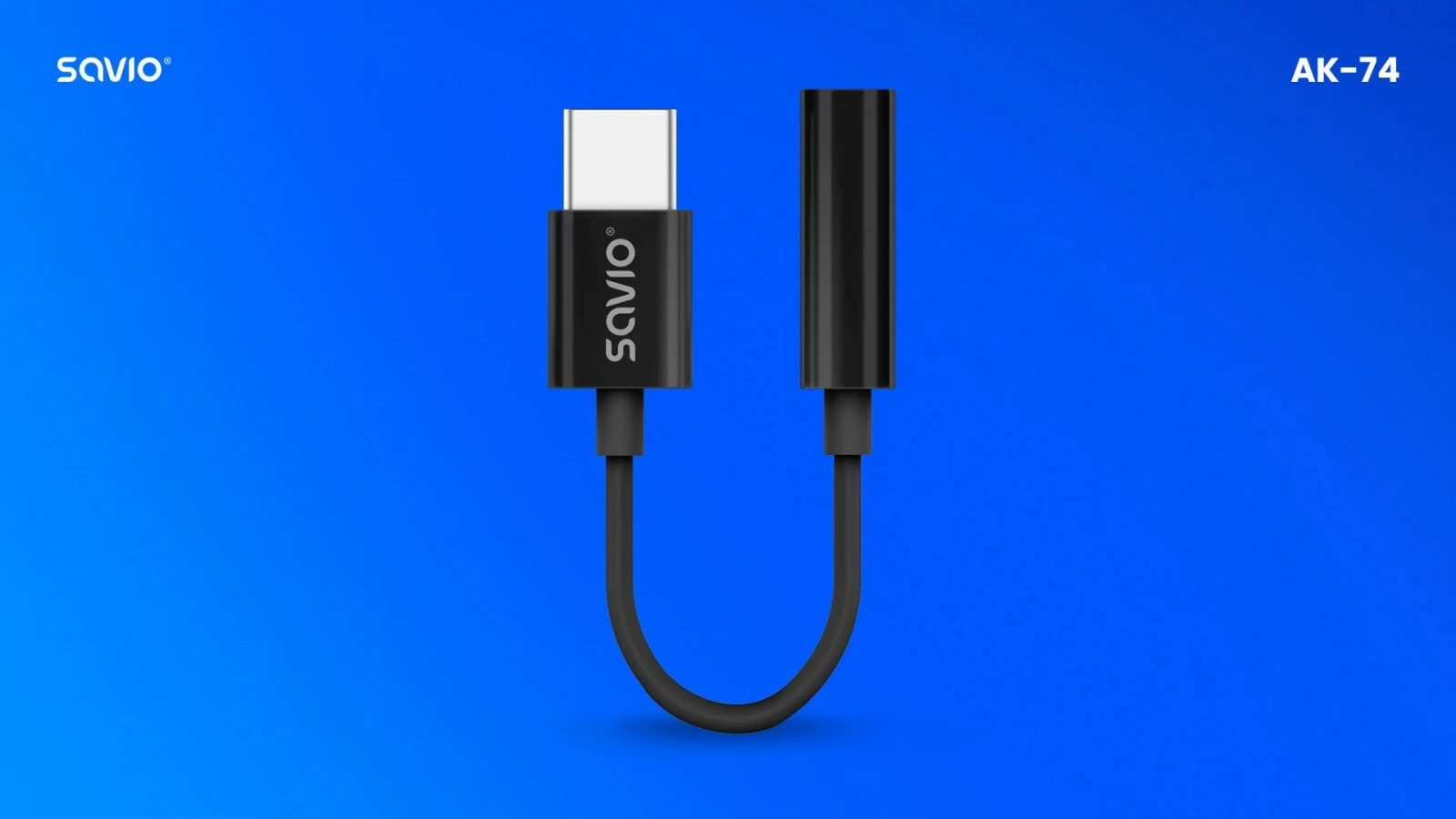 Adapter za zvok USB-C na 3,5 mm Savio AK-74, črn