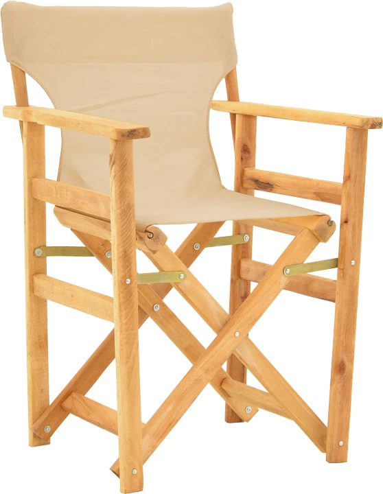 Stol režiserja, bukov les, naraven, bež tkanina Kompa