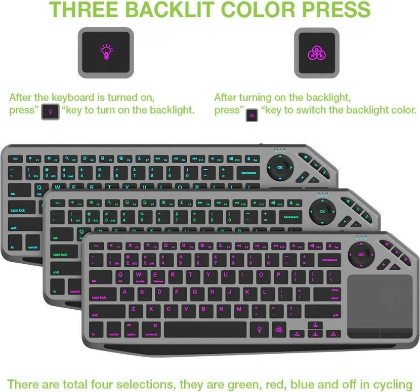 Brezžična tipkovnica s sledilno ploščico, Techly 365375, Bluetooth/2.4 GHz, LED, črna/siva