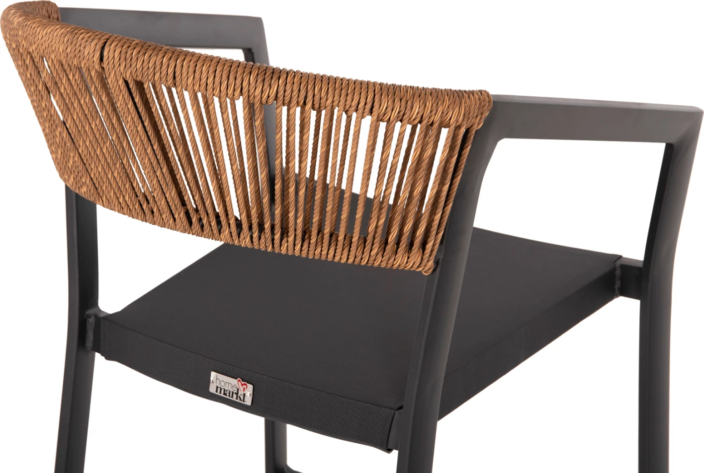 Barski stol iz aluminija v antracitni barvi FH5892.11 srednje višine z nasloni - ratan & tekstil 56,5x57x99,5Hcm