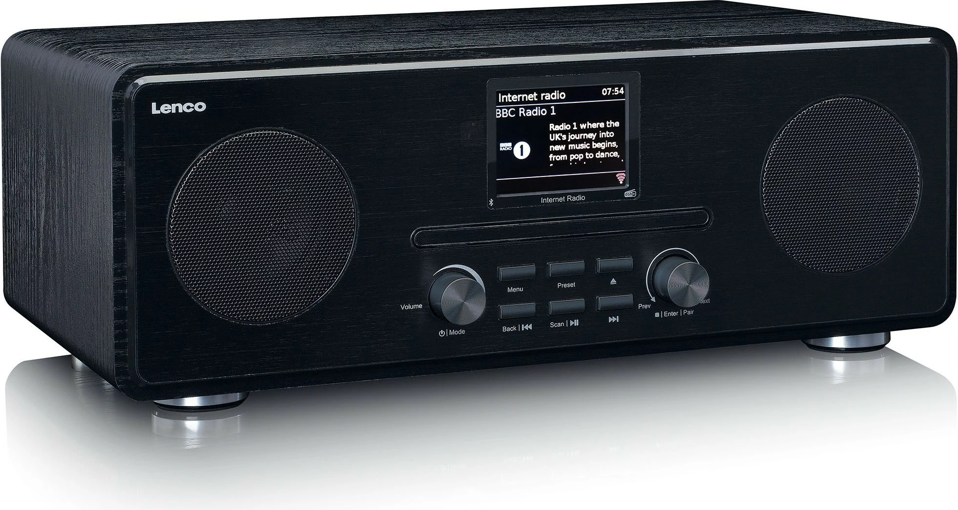Internetni radio Lenco DIR-260BK, DAB+, Bluetooth, CD, 2x zvočnika, črn