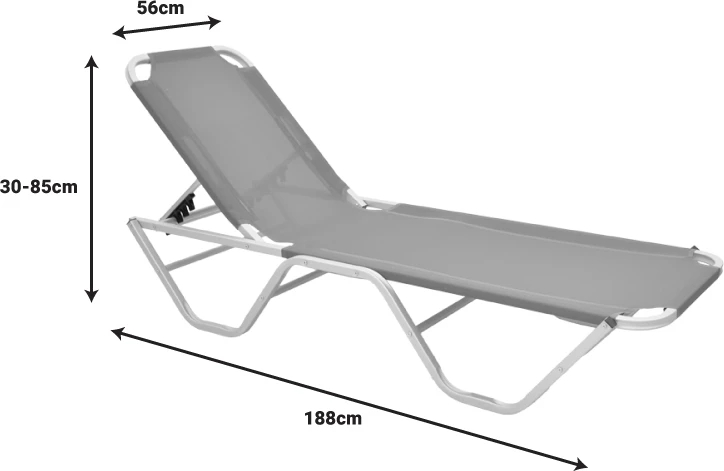 Ležalnik iz aluminija, zložljiv, tekstilen moder, 56x188x30 cm Dessie