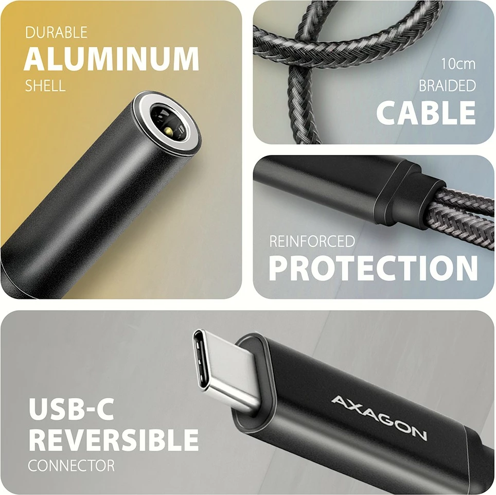 Zunanja zvočna kartica AXAGON ADA-HCPD, USB-C, DAC 32-bit, 384 kHz, PD 60 W, črna