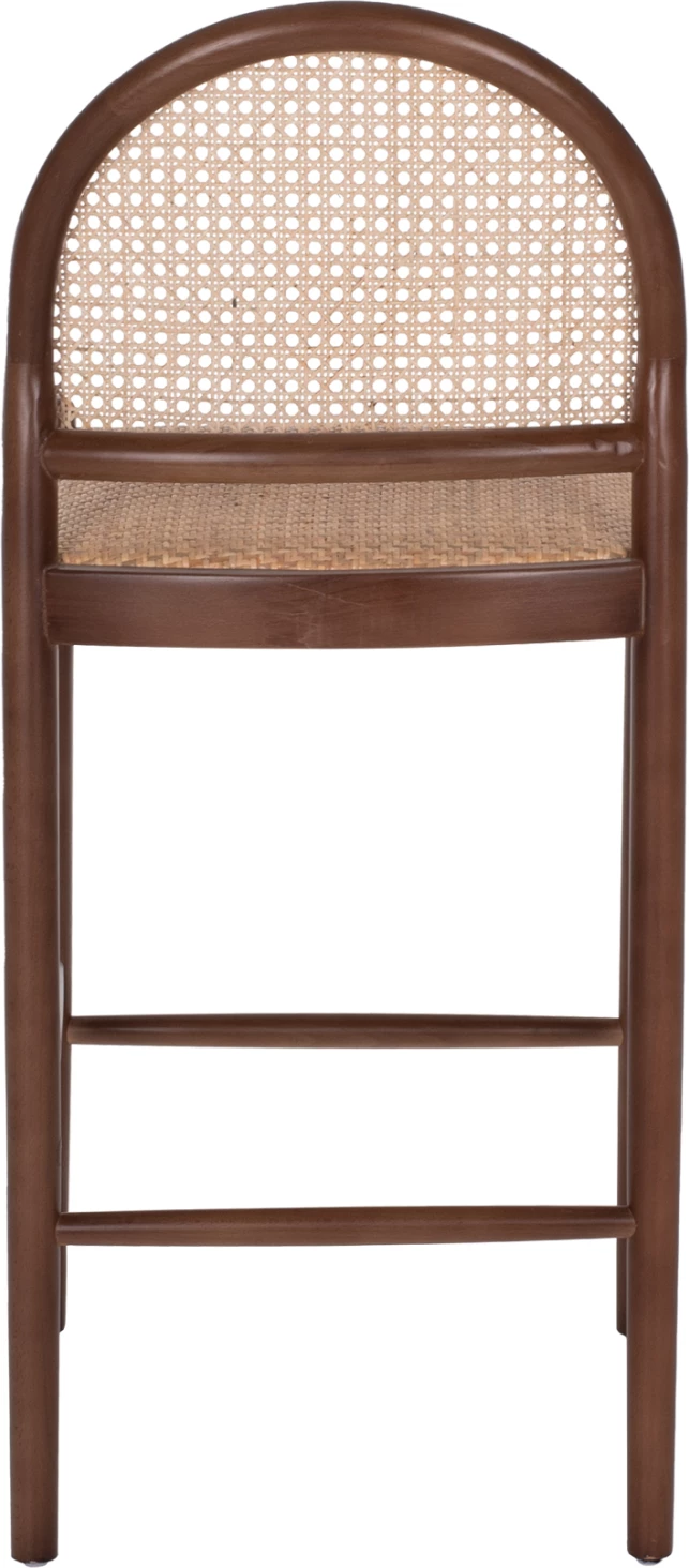 Barski stol iz bukovega lesa v barvi oreha in ratana, bež, polkrožno naslonjalo 46Χ48Χ94Hcm.FH9408.04