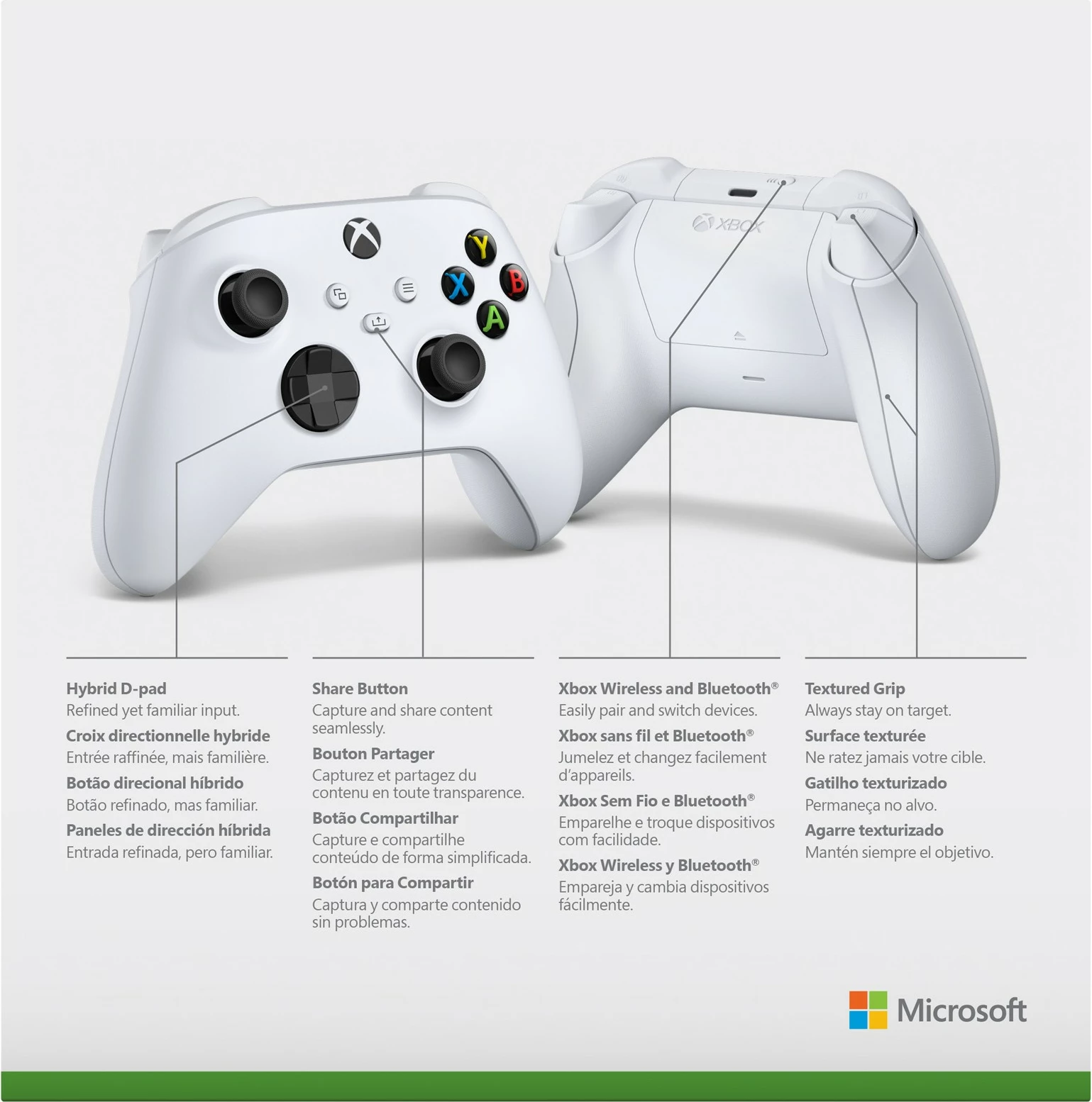 Bela brezžična igralna konzola Xbox Wireless Controller Microsoft, Bluetooth/USB