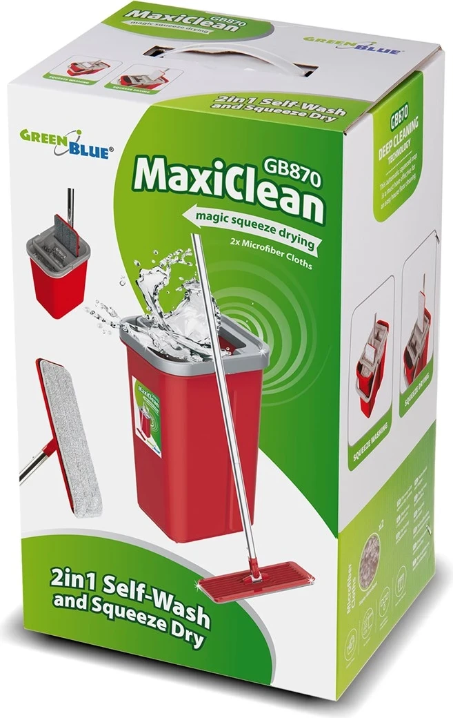 Ročni mop z vedrom in teleskopsko palico + 2 x mikrovlaknena blazinica, 5,7 l, XXL vrteča glava