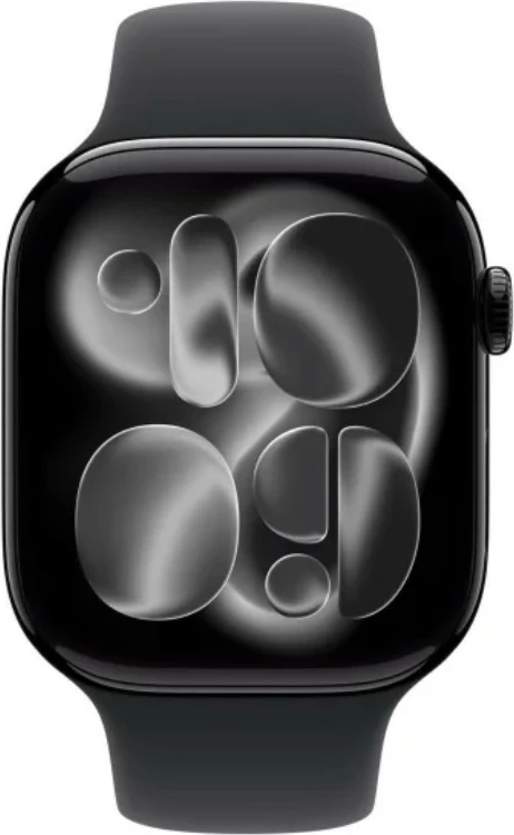 Pametna ura 42 mm, GPS, ohišje iz aluminija Onyx, športni pašček črn S/M, Apple Watch Series 11