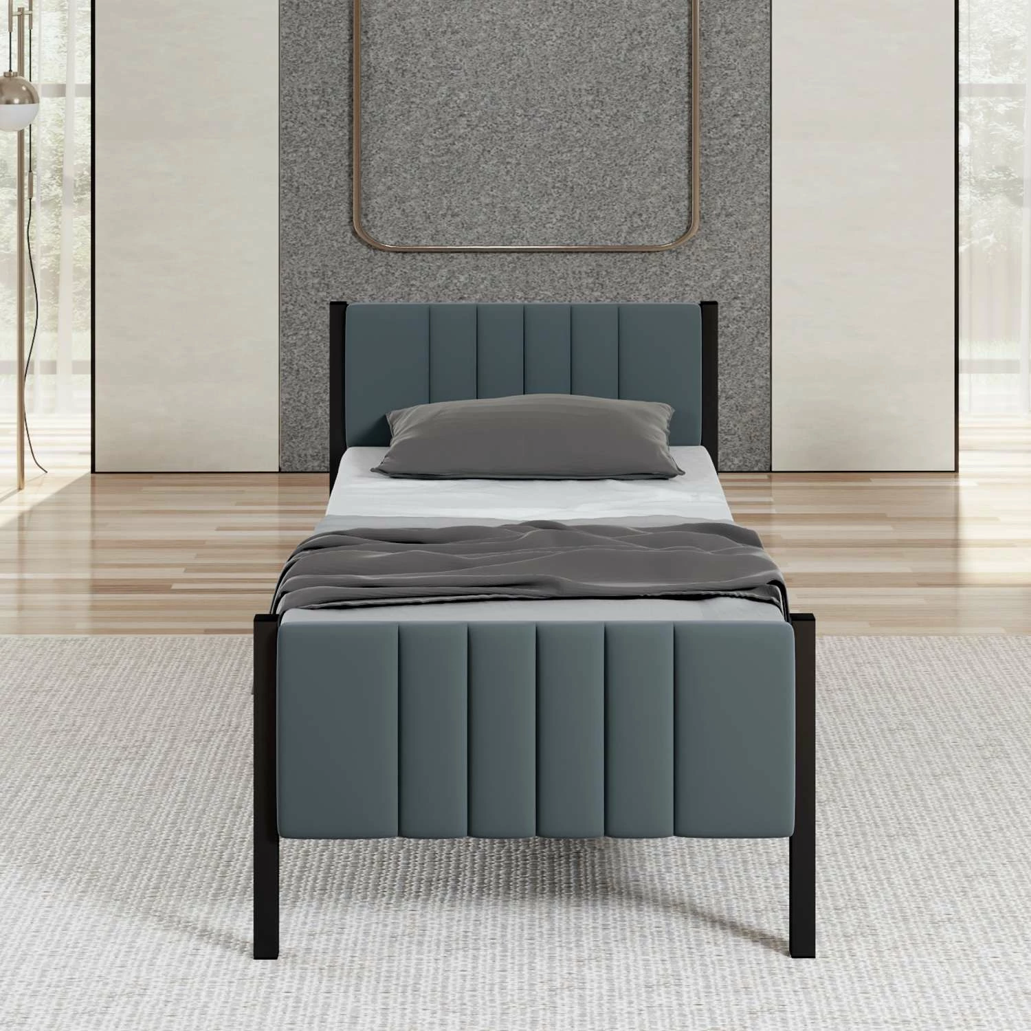 Enojna postelja Lotus, Skye Decor, 90 x 190 cm, antracit