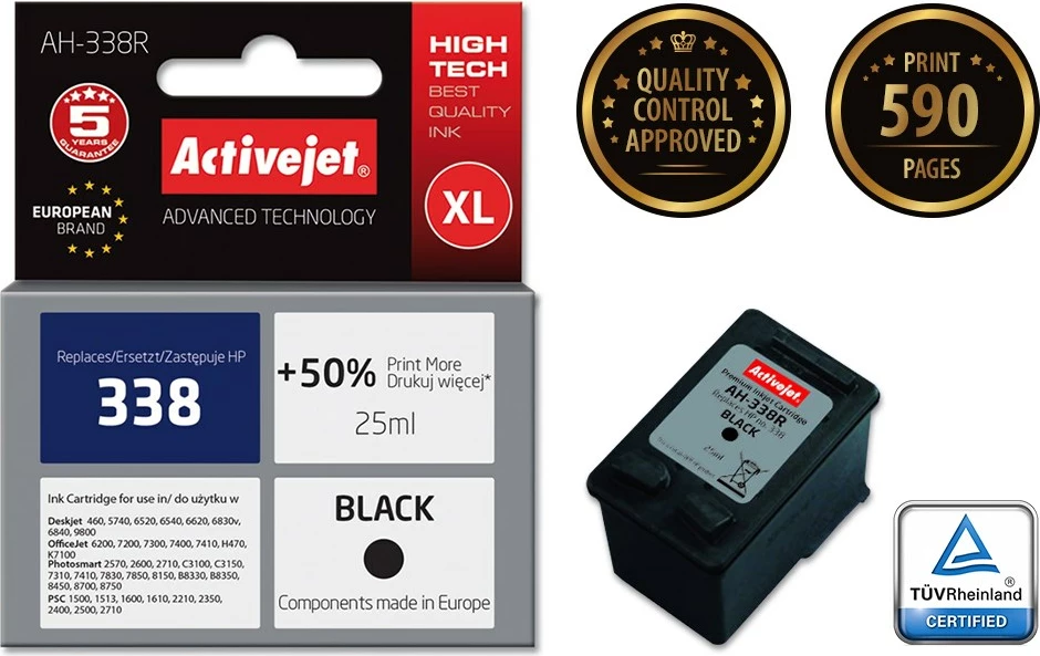 Zamenjalna črnila Activejet AH-338R za tiskalnik HP, 25 ml, črno