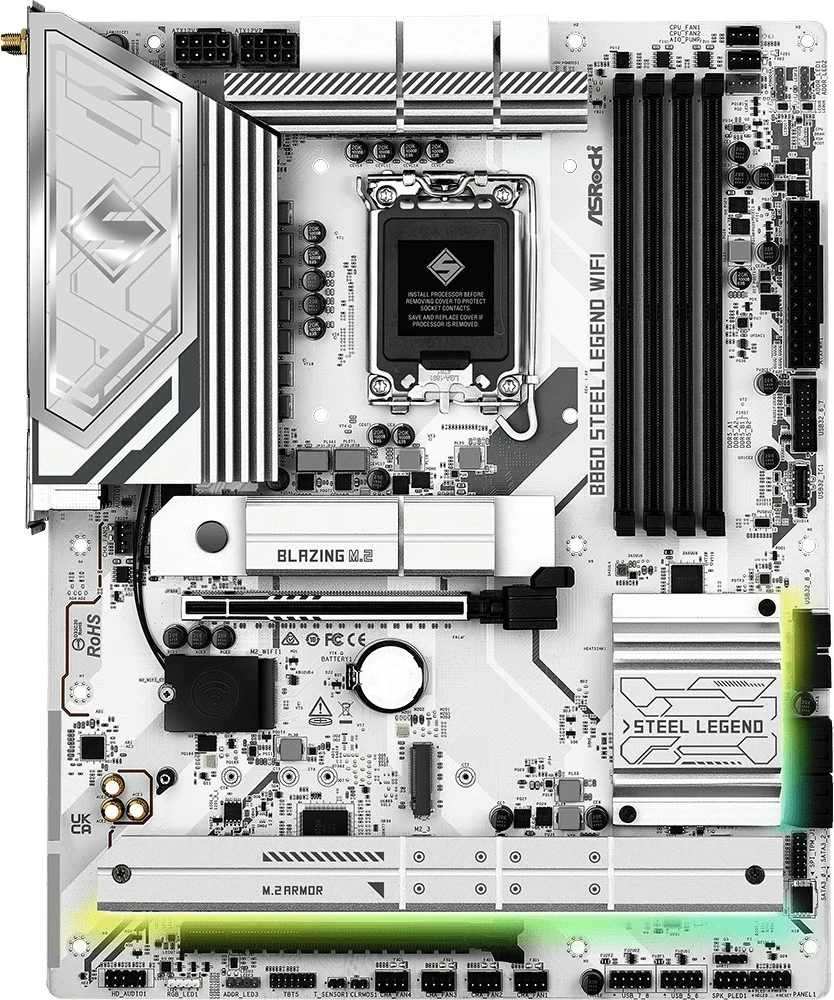 Plošča ameska ASRock B860 Steel Legend WiFi, ATX, bela