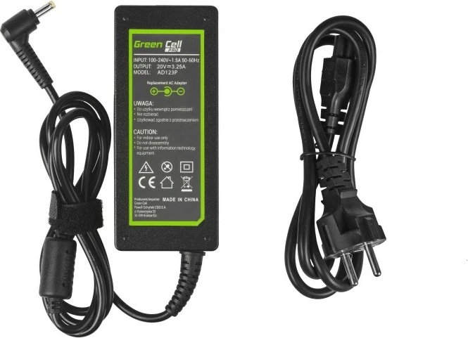 Polnilec za prenosnik Green Cell AD123, 65 W, črn