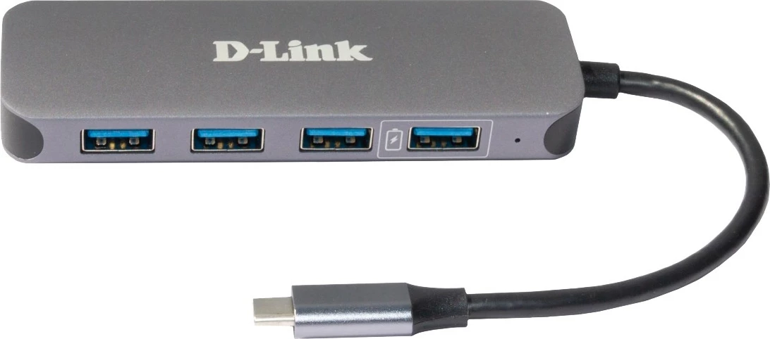 USB hub, 4x USB 3.0, 1x USB-C, 60W, D-Link DUB-2340, siv