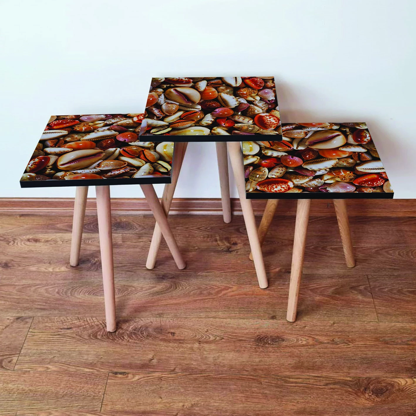 Set pomožnih miz (3 kosi), Skye Decor 3Shp63, oranžna, krem, rdeča