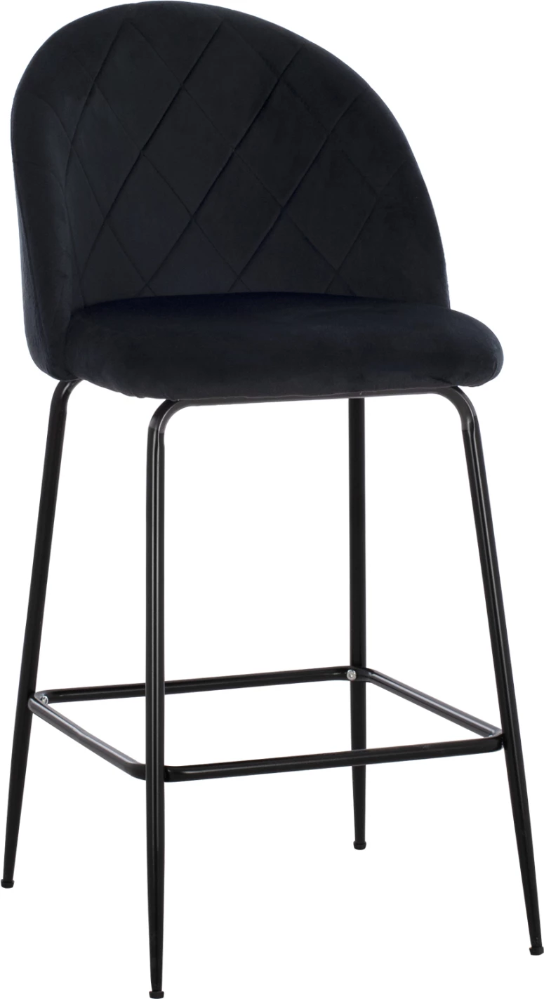 Srednje visoki stolček ODED s kovinskimi nogami in črnim žametom 45x53x98 cm, set 2 kosov