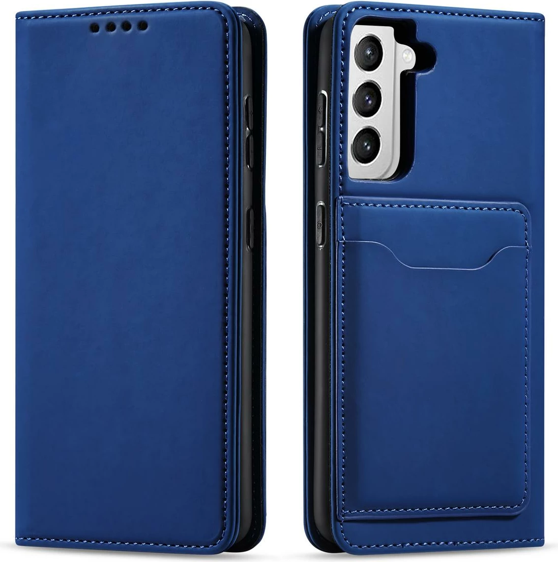 Etui s stojalom in predalom za kartice Hurtel za Samsung Galaxy S22+, modra