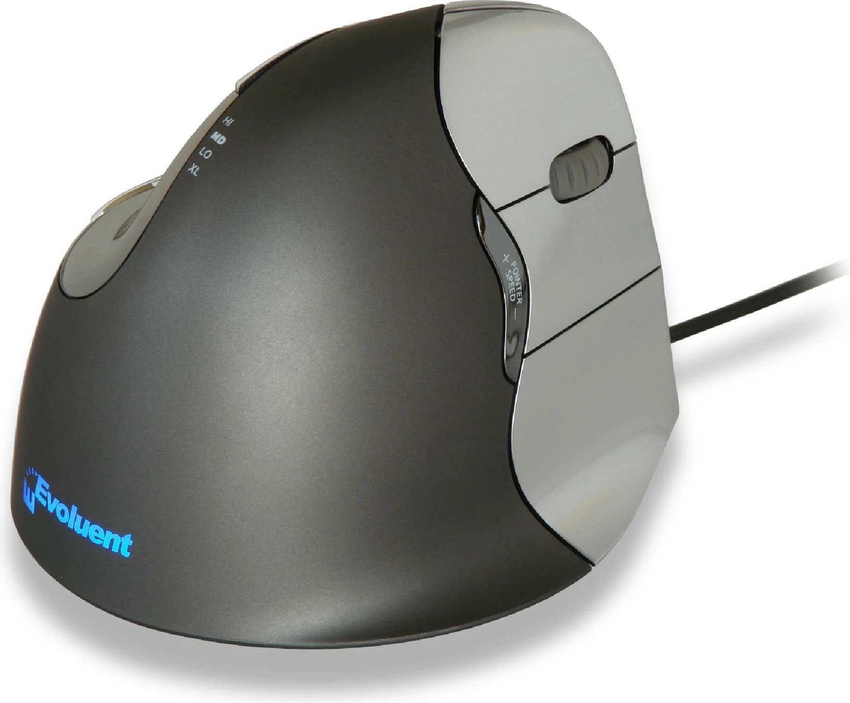 Ergonomska miška, Evoluent Evoluent4, 6 gumbov, za desno roko, črno/siva