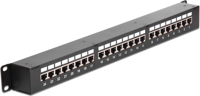 Patch panel, 24 priključki, Cat6, 1U, črn DeLOCK 43295
