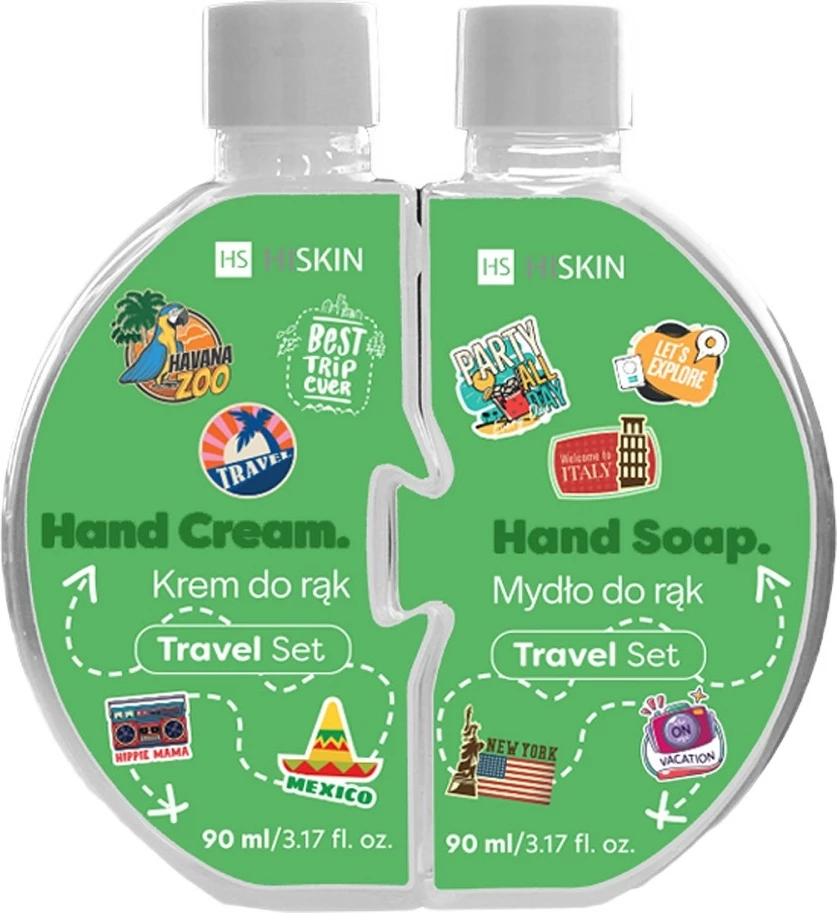 Set za roke (krema in tekoče milo) Puzzle Travel HiSkin 90 ml + 90 ml