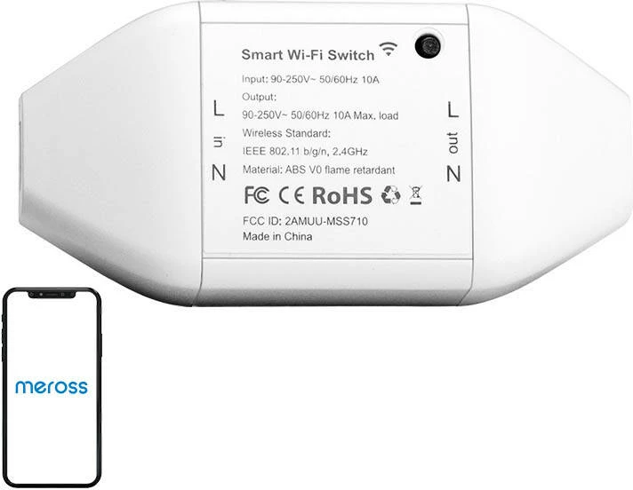 Pametni Wi-Fi stikalo Meross MSS710-UN, nadzor z aplikacijo, belo