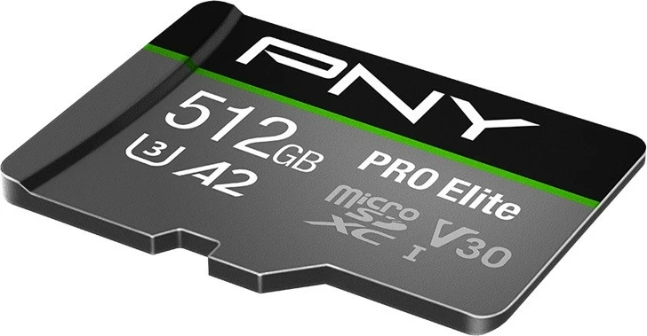 MicroSDXC kartica PNY P-SDUX512U3100PRO-GE, 512 GB, U3 A2 V30, do 100 MB/s branja in 90 MB/s zapisovanja