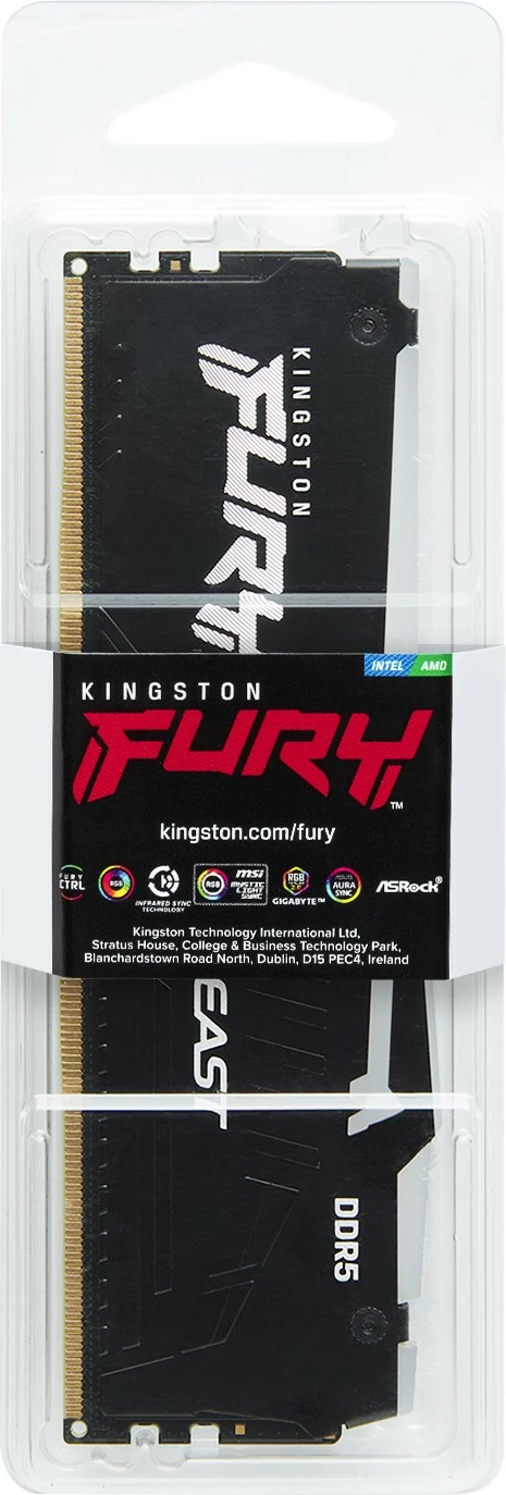 RAM pomnilnik Kingston FURY Beast RGB EXPO 16GB DDR5 6400MT/s CL32, črn