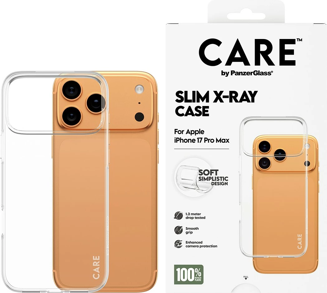 Ovitek za telefon PanzerGlass CARE fashionable X-Ray Soft Basic za iPhone 17 Pro Max, prozoren
