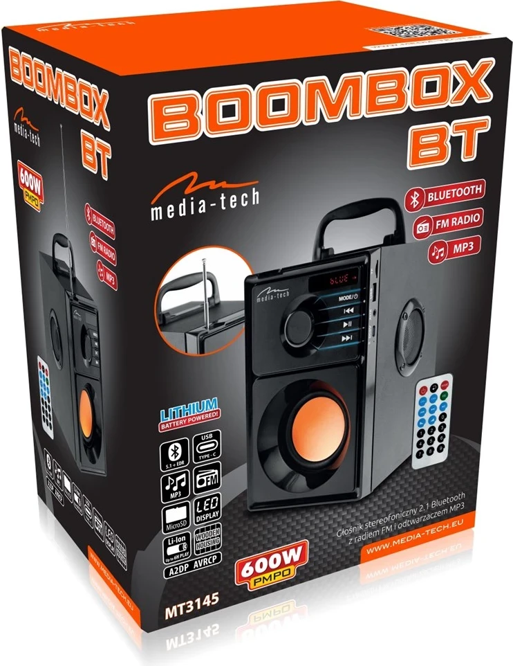 Prenosni zvočnik, Media-Tech BOOMBOX BT, 15 W, črn